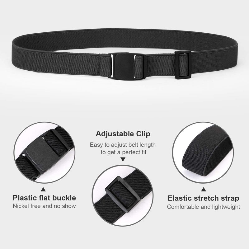 JASGOOD Kids Nickel Free Adjustable Elastic Belts for Pants Children Stretch Belts for Boys and Girls(Suit for waist size below 26Inch,02-Black) - Image 3